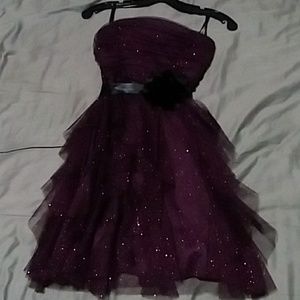 Dark Purple Strapless Homecoming Dress